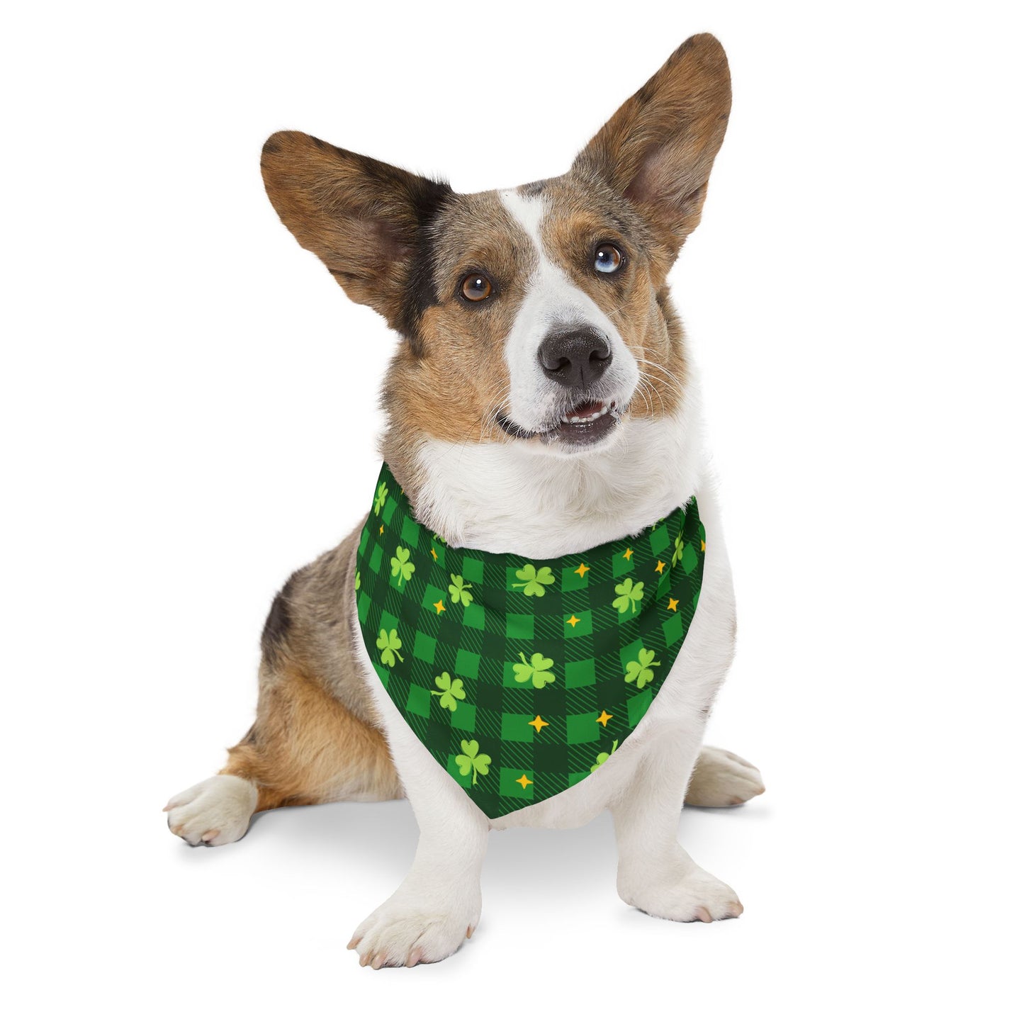 St. Patrick’s Day Shamrock Plaid Pet Bandana Collar