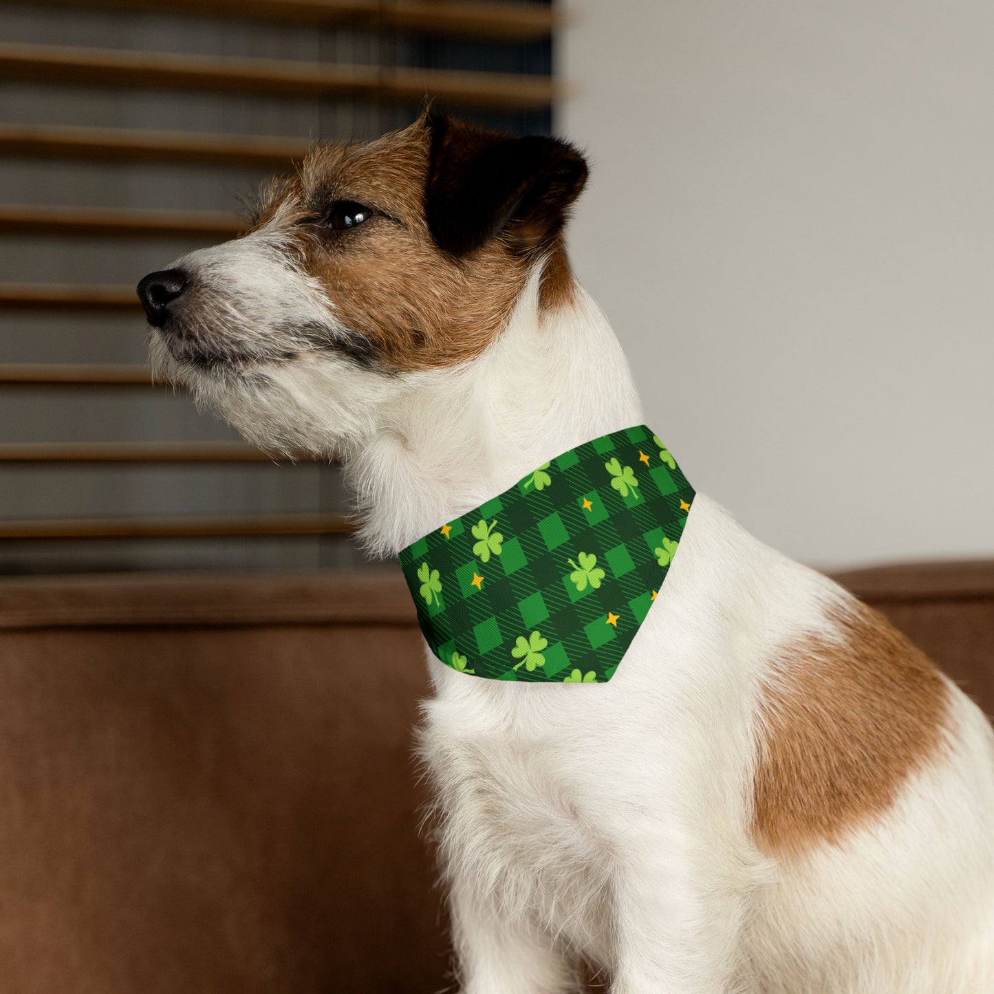 St. Patrick’s Day Shamrock Plaid Pet Bandana Collar