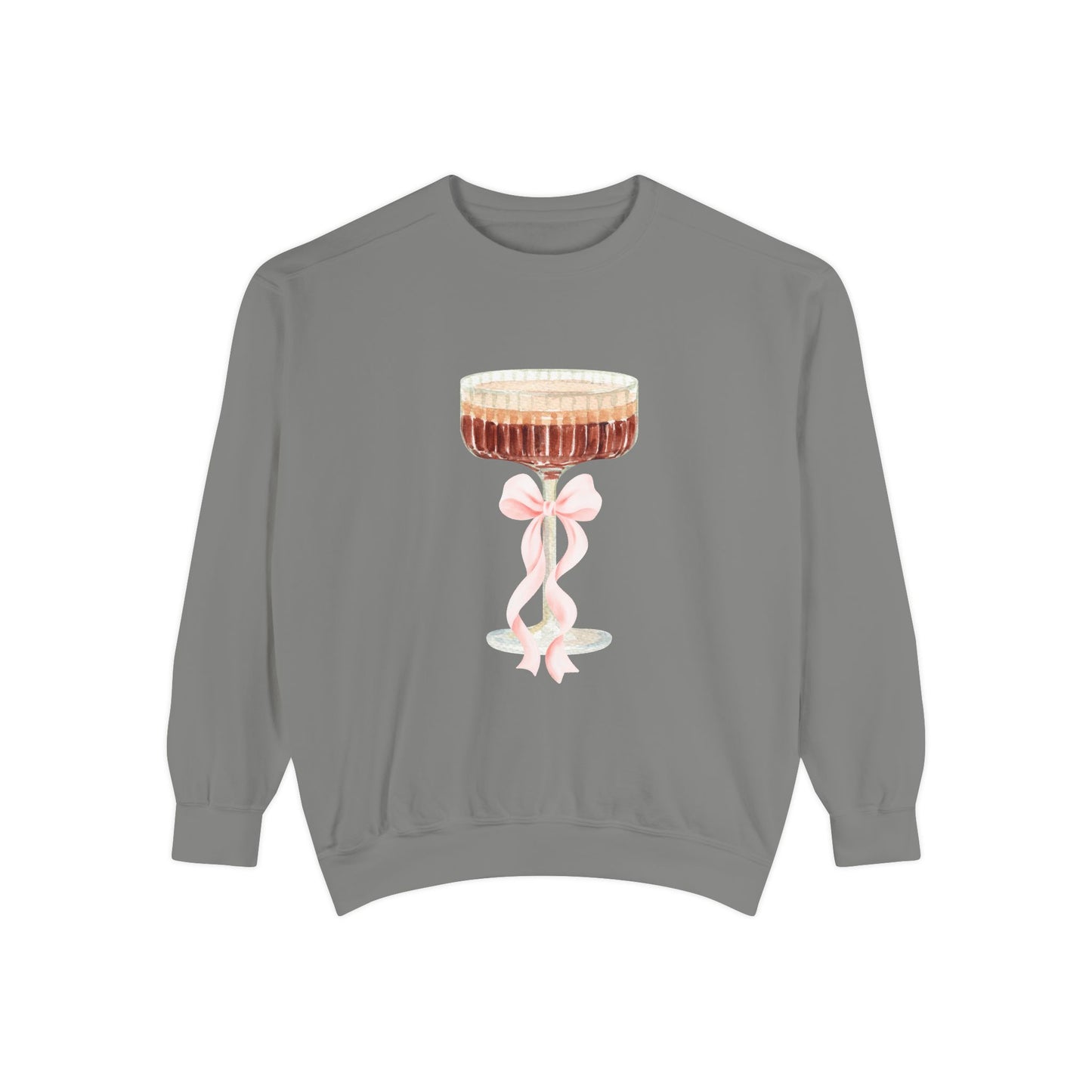 Espresso Martini Sweatshirt — Pink Bow Cocktail Graphic