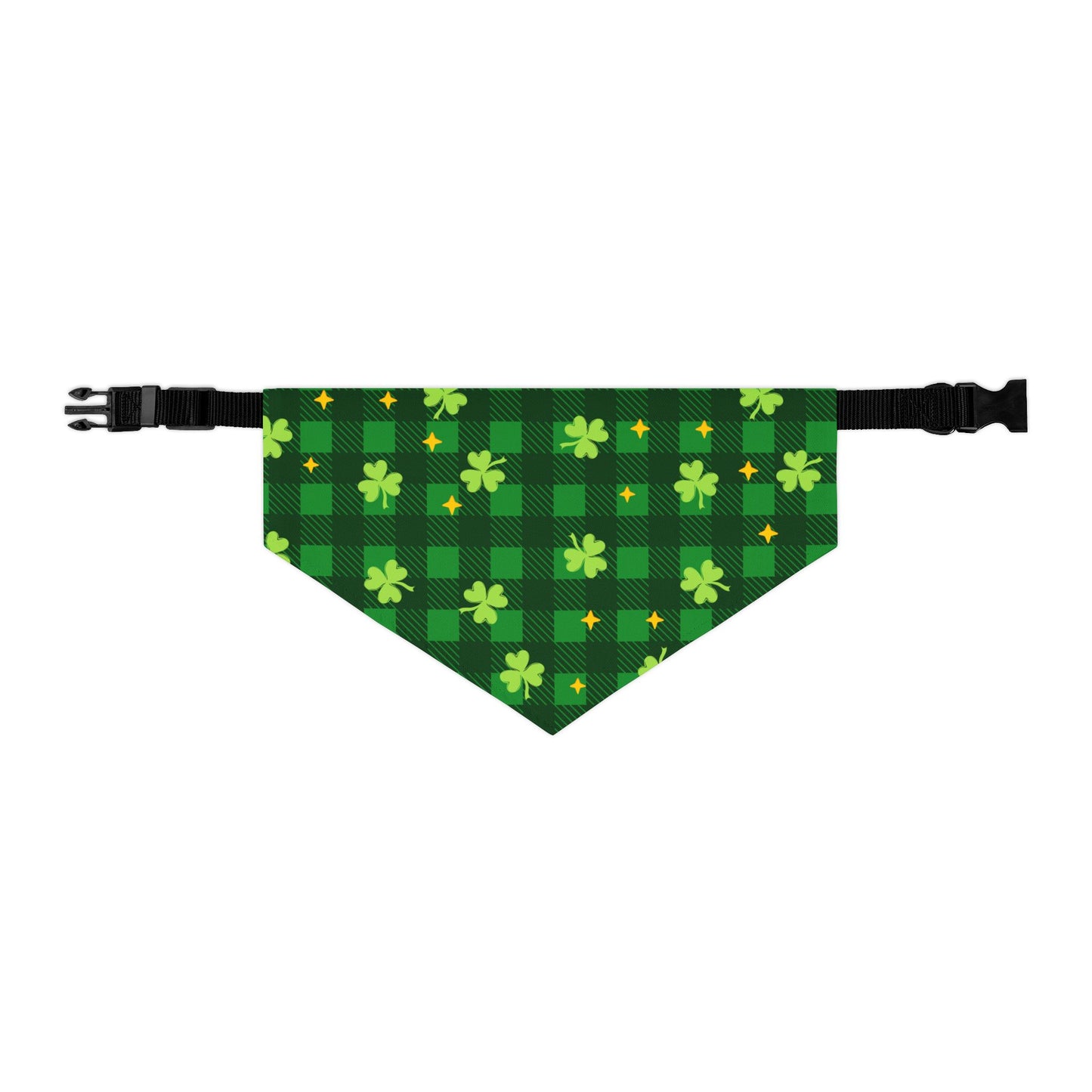 St. Patrick’s Day Shamrock Plaid Pet Bandana Collar