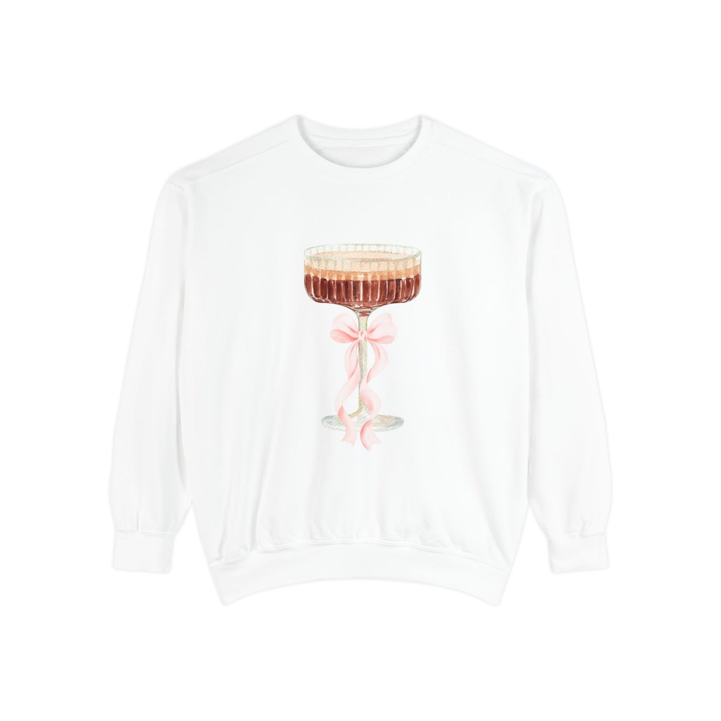 Espresso Martini Sweatshirt — Pink Bow Cocktail Graphic