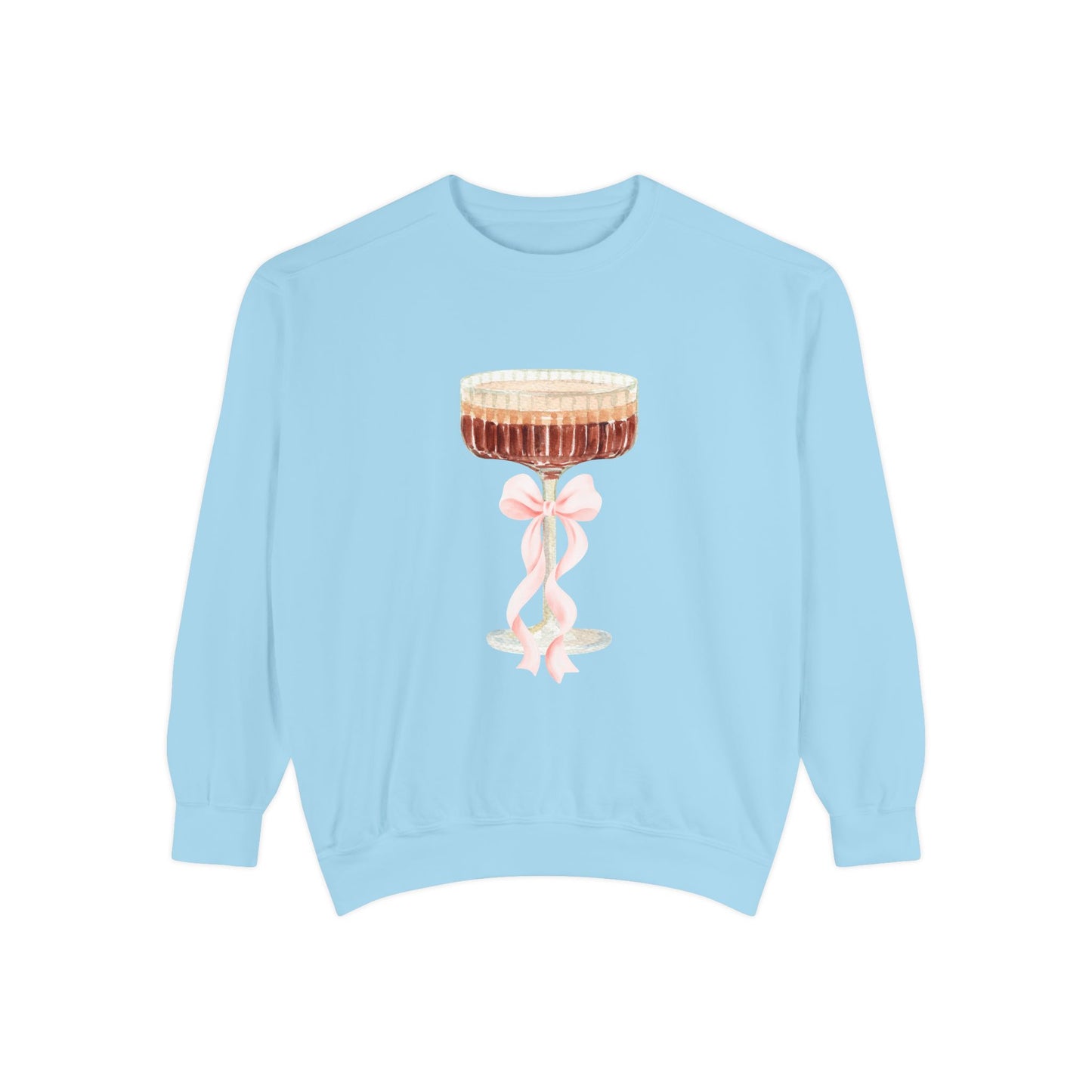 Espresso Martini Sweatshirt — Pink Bow Cocktail Graphic