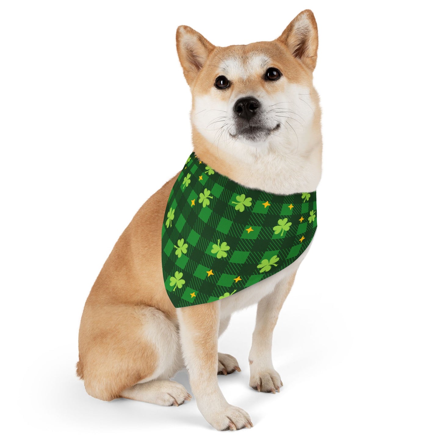 St. Patrick’s Day Shamrock Plaid Pet Bandana Collar