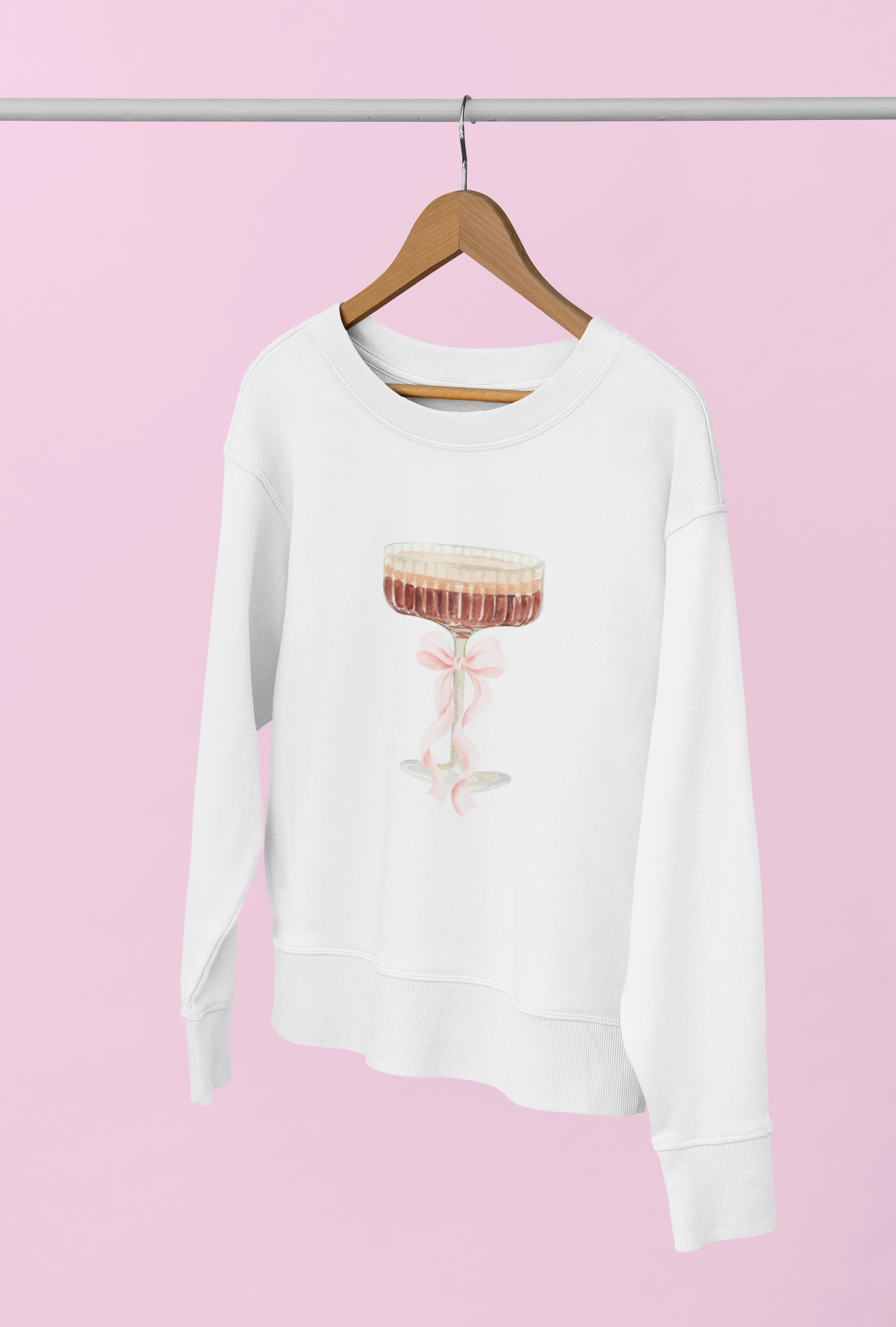 Espresso Martini Sweatshirt — Pink Bow Cocktail Graphic